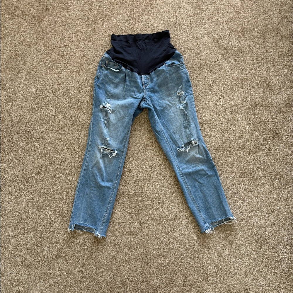 Old Navy Maternity Ripped Boyfriend Full Panel Jeans